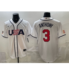 Men USA Baseball 3 Roman Anthony White 2026 World Baseball Classic Home Stadium Stitched Jersey Men USA Baseball 3 Roman Anthony White 2026 World Baseball Classic Home Stadium Stitched Jersey