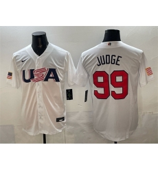 Men USA Baseball 99 Aaron Judge White World Baseball Classic Stitched Jersey
