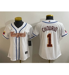 Youth Venezuela Baseball  1 Jackson Chourio White 2026 World Baseball Classic Home Stadium Stitched Baseball Jersey