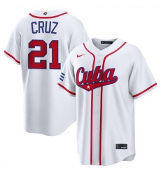 Men Cuba Baseball  21 Naykel Cruz White 2026 World Baseball Classic Home Stadium Stitched Jersey