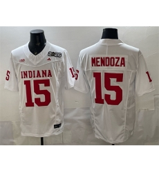 Men Indiana Hoosiers  15 Fernando Mendoza White F U S E  2026 Patch Stitched Football Jersey