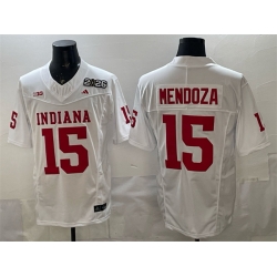 Men Indiana Hoosiers  15 Fernando Mendoza White F U S E  2026 Patch Stitched Football Jersey
