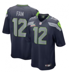 12s Seattle Seahawks Nike Super Bowl LX Patch Game Jersey College Navy