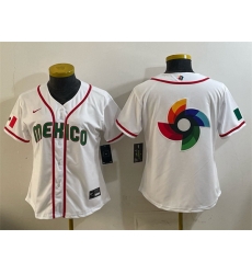 Youth Mexico Baseball White 2026 World Baseball Classic Big Logo Home Stadium Stitched Baseball Jerseys Youth Mexico Baseball White 2026 World Baseball Classic Big Logo Home Stadium Stitched Baseball Jerseys