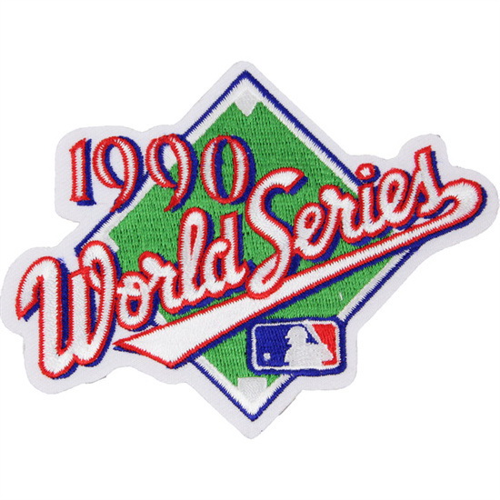 Youth 1990 MLB World Series Logo Jersey Patch Cincinnati Reds vs Oakland Athletics A's Biaog